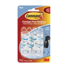 3M Command Mini Clr Hooks/Clear Stps