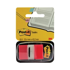 3M Post-It Index Red x50 Plus Dispen