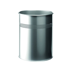 Durable Metal Waste Bin 15L Silver