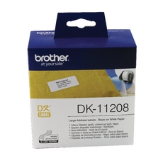 Brother DK11208 Black on White Large Address Labels 38 x 90mm