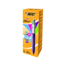 Bic 4 Colour Fashion Grip Pen Pk12