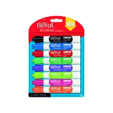 Berol D/Wipe Chisel Marker Asst Pk8