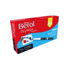 Berol D/Wipe Broad Marker Blk Pk12