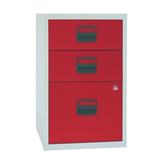 Bisley 3 Drw Home Filing Grey/Red