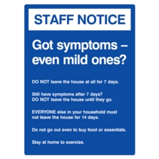 Covid Sign Mild Symptoms A3 400micron PVC