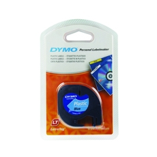 Dymo 91205 LetraTag Plastic Tape Black on Blue 12mm x 4m