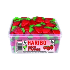 Haribo Giant Strawbs 100 Sweet Drum
