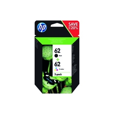 HP 62 Ink Carts 2-PkBlk/Tri Col CMY