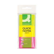 Q-Connect Neon QuickNote 38x51mm Pk3