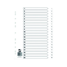 Q-Connect Index 1-20 Polyp Wht Pk10