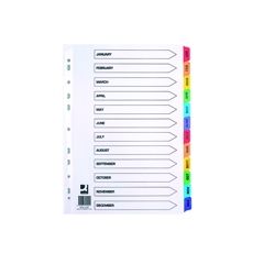 Q Card Dividers A4 Jan-Dec White