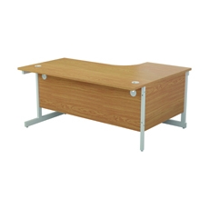 First Radial LH Desk 1600 N/Oak/Wht