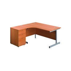 First Rdl LH Desk Ped Beech/Silver