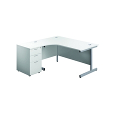 First Rdl LH Desk Ped White/Silver