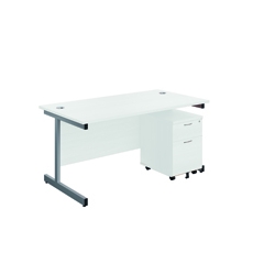 First Desk and 2 Drw Ped 1600 White