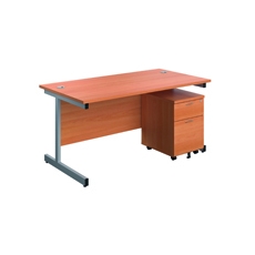 First Desk 3 Drw Ped 1600 Beech/Slv