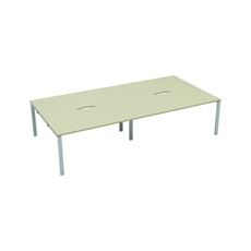 Jemini 4 Person Bench Desk Maple/Wht