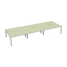 Jemini 6 Person Bench Desk Maple/Wht