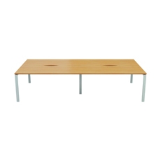 Jemini 4 Person Bench Desk N/Oak/Wht