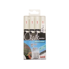 Uni Chalk Markers Medium White Pk4