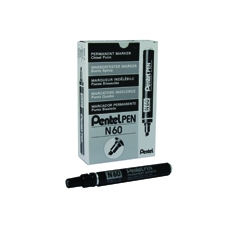 Pentel N60 Chsl Tip Marker Blk Pk12