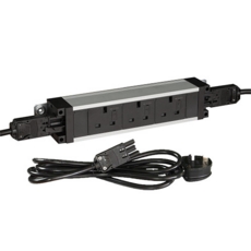 Underdesk Power Extension w/ 3 Sockets, 2m Cable