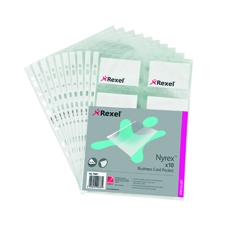 Rexel Nyrex A4 Card Pocket Clr Pk10