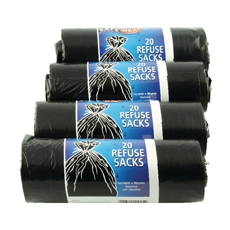 Refuse Sacks Roll 20x4 Stnrd Blk P80