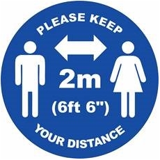 Social Distance 300mm Vinyl Floor Sticker Blue 2 Mtr