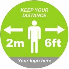 Social Distance 300mm Vinyl Floor Sticker Green Logo