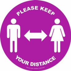 Social Distance 300mm Vinyl Floor Sticker  Purple