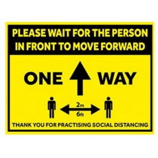 Social Distance Sign 300x400mm One Way