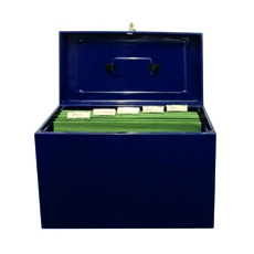 Cathedral Fscap Metal File Box Blue