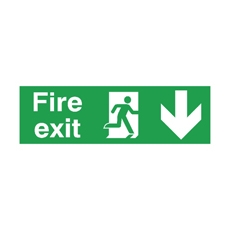 Signslab Fire Exit Man Arrw Down PVC