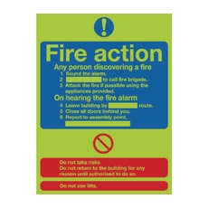 Signslab Fire Action Std Niteglo