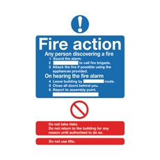 Fire Action Standard PVC Sign A5