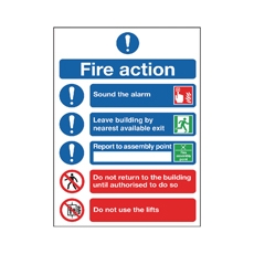 Fire Action Symbolised Sign A5