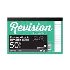 Silvine 50 Revision Card Wht Pk1000