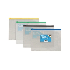 Colour Plastic Zip Bags Clr A5 Pk12