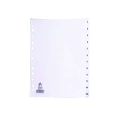 A4 White 1-12 Polypropylene Index