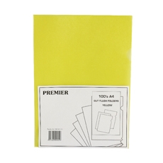 Yellow Cut Flush Folders Pk100