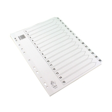 White A4 1-15 Mylar Index Dividers