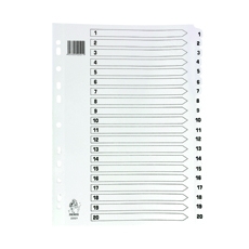 White A4 1-20 Mylar Index Dividers