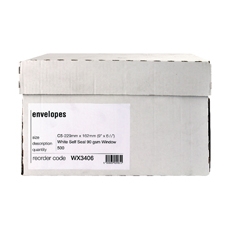 Envelope C5 Wdw SS White Boxed Pk500