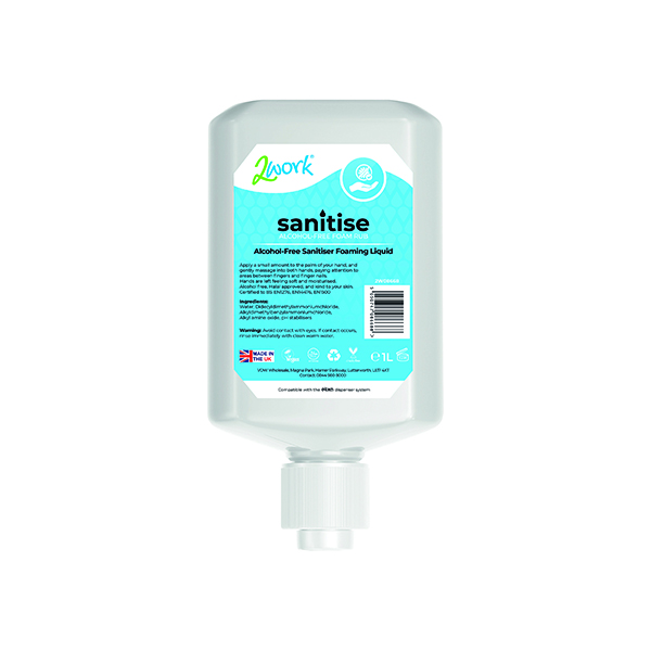 2Work Sanitise Foam Rub No-Alc 1L P6