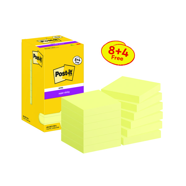 Post-it S/Stick 76x76 90S C/Ylw Pk12