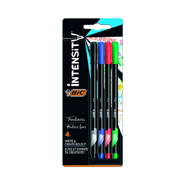 Bic Intensity Fineliner Pen Ast Pk4