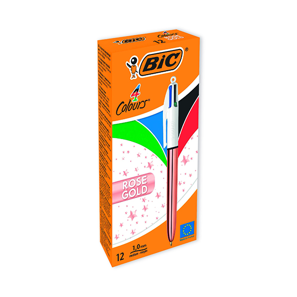 Bic 4 Colours Ballpoint Pen Gld Pk12