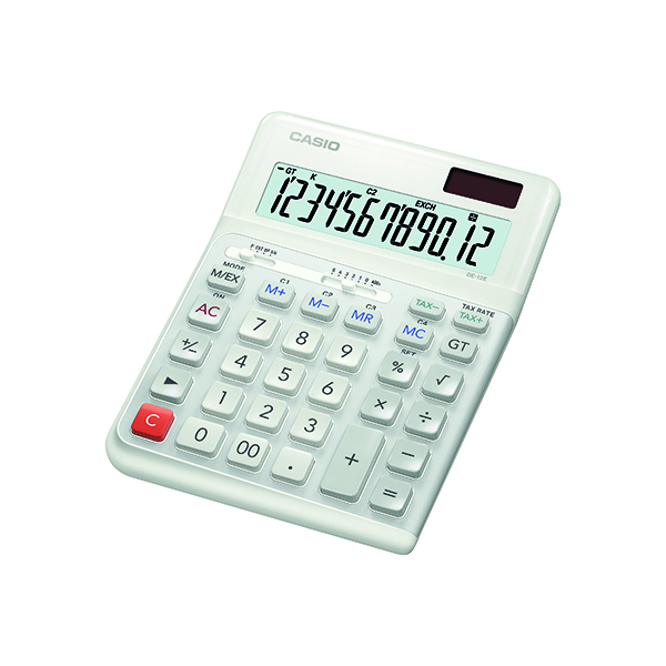 Casio DE-12E 12 Digit Erg Calc White