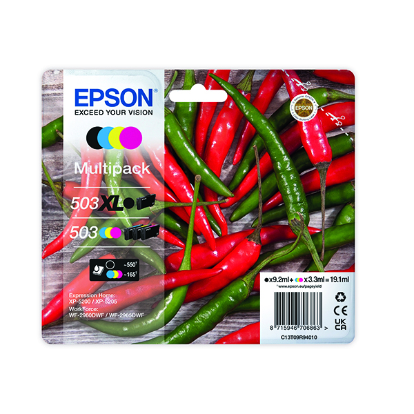 Epson 503XL/503 Ink Mlt XL K/Std CMY